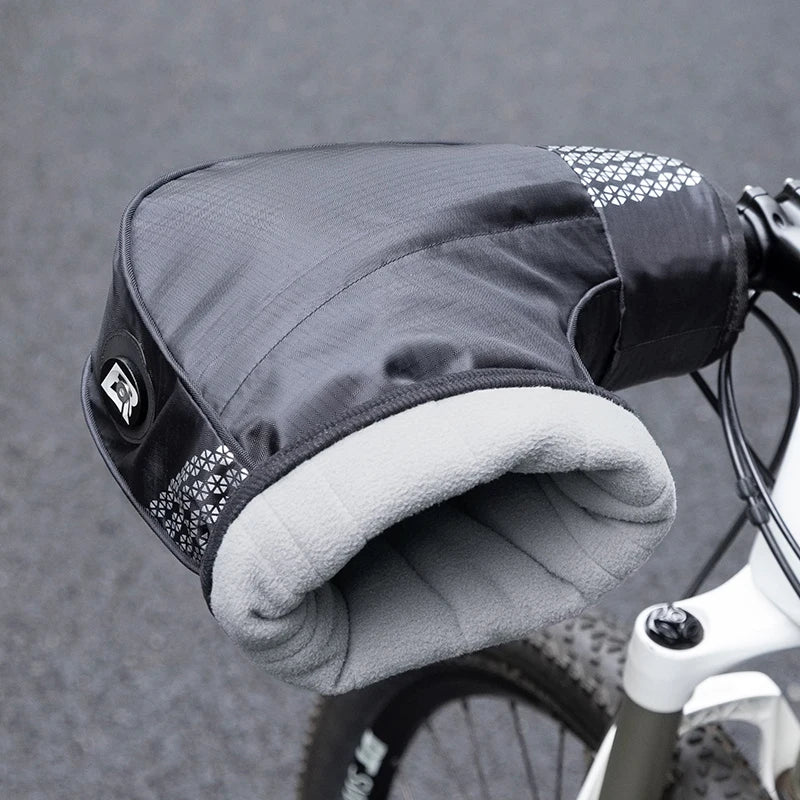 ROCKBROS Winter Bicycle Gloves Handlebar Cover Thermal Mountain Road Bar Mittens Bike Gloves Windproof Fleece Warm Cycling Glove