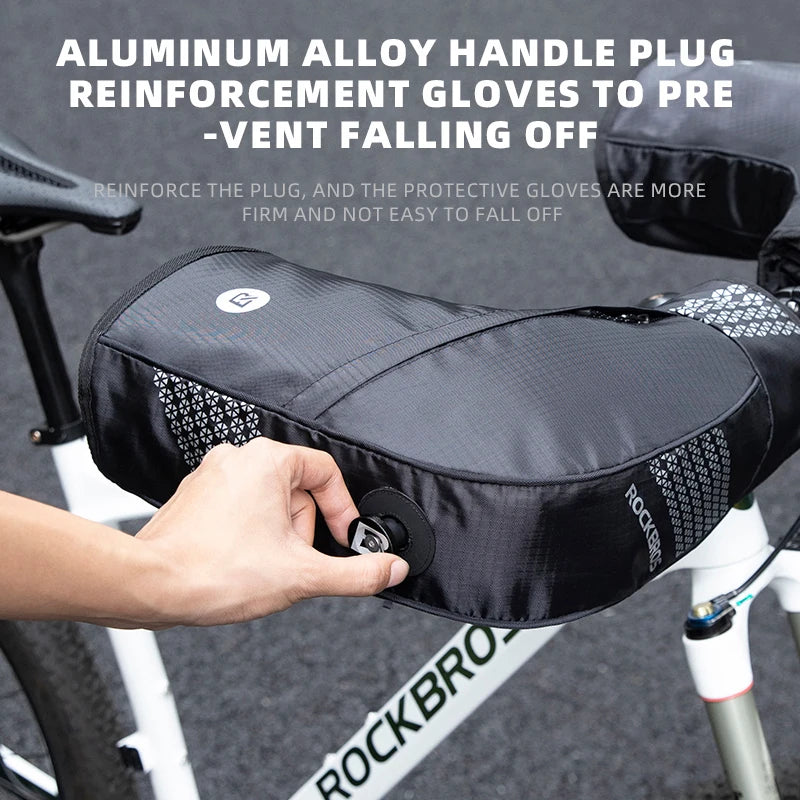 ROCKBROS Winter Bicycle Gloves Handlebar Cover Thermal Mountain Road Bar Mittens Bike Gloves Windproof Fleece Warm Cycling Glove