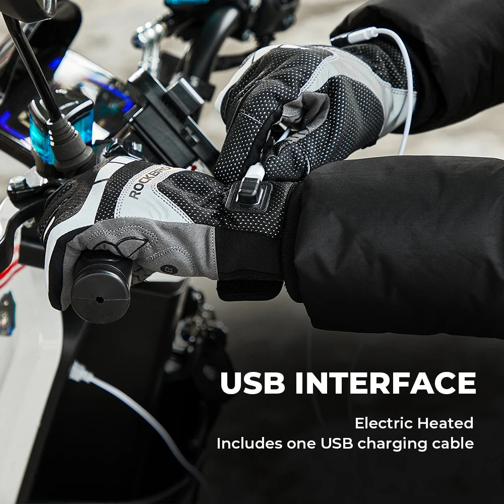 KEMITOUR Heated Cycling Gloves Electric Scooter Bike Gloves USB Post Heating Thermal Winter Gloves TouchScreen