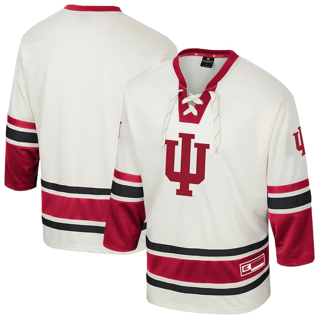 Indiana Hoosiers Colosseum Puck Proud Fashion Hockey Jersey - Cream
