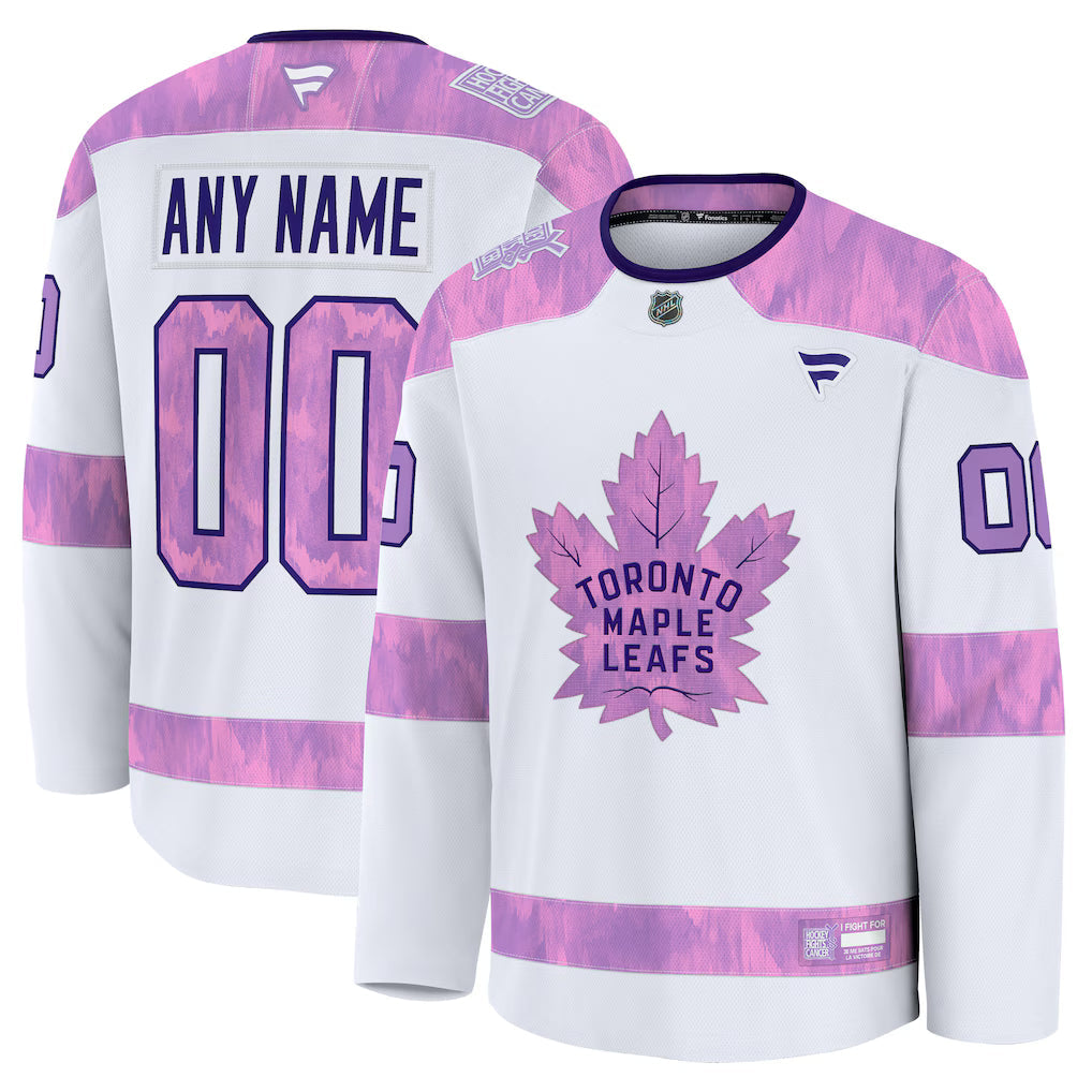 Toronto Maple Leafs Hockey Fights Cancer Custom Practice Jersey - White